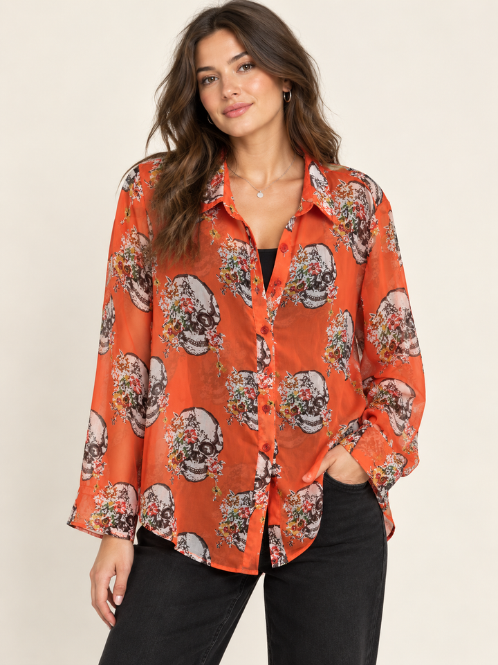 Candy Couture Floral + Skull Shirt