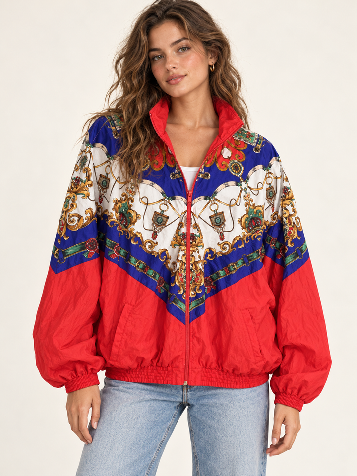 Vintage Retro Scarf Windbreaker
