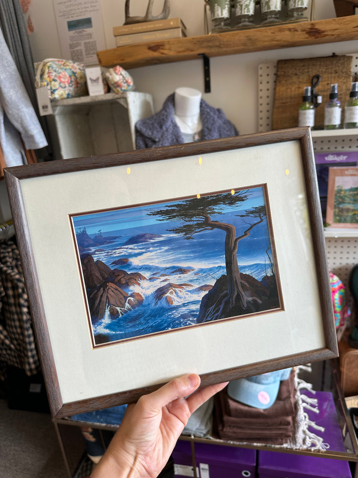 John Revill “Lone Cypress” – Vintage Framed Coastal Print
