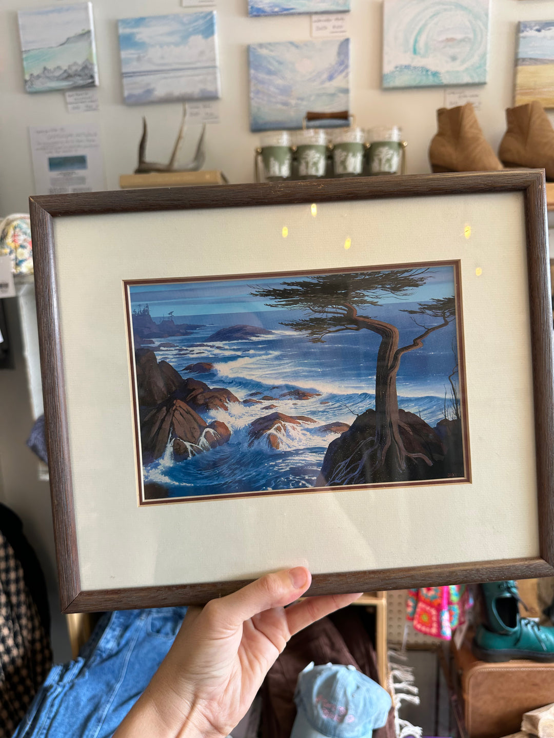 John Revill “Lone Cypress” – Vintage Framed Coastal Print
