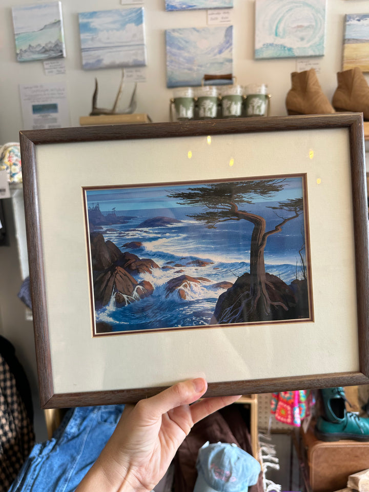 John Revill “Lone Cypress” – Vintage Framed Coastal Print