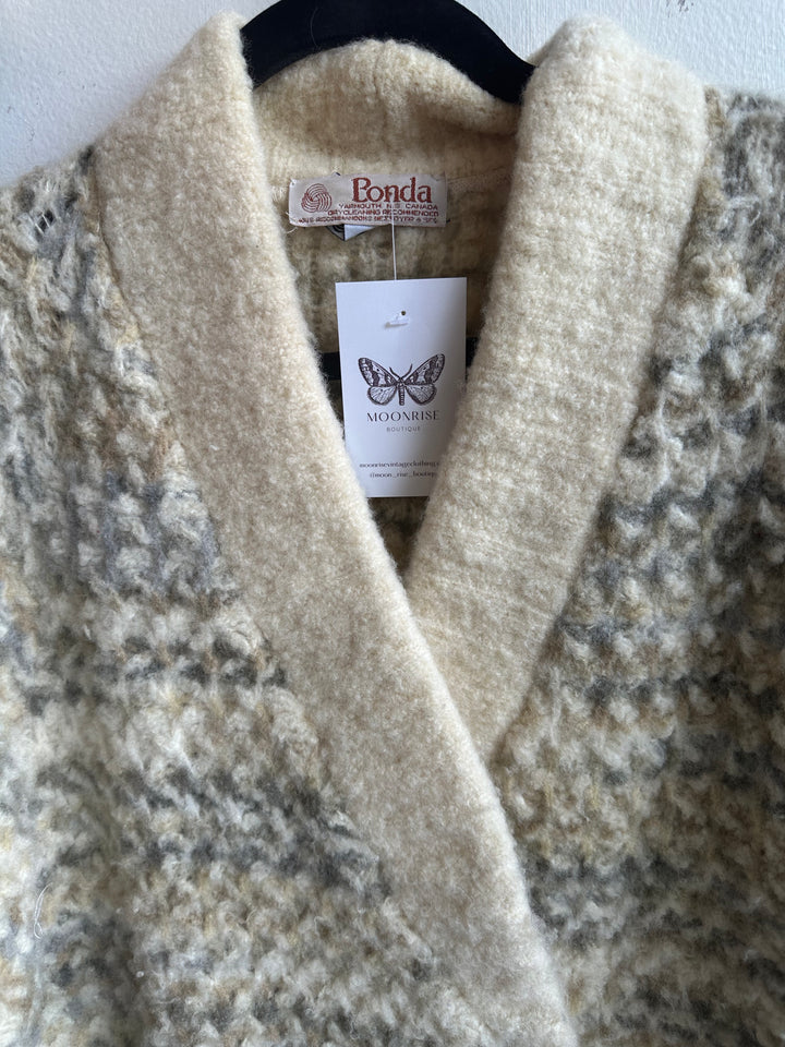 Vintage 70s Wool Blend Double-Breasted Sweater Jacket | Size Large