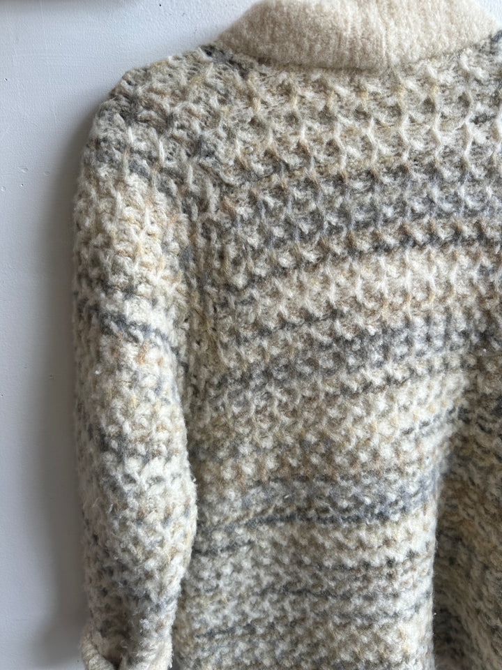 Vintage 70s Wool Blend Double-Breasted Sweater Jacket | Size Large