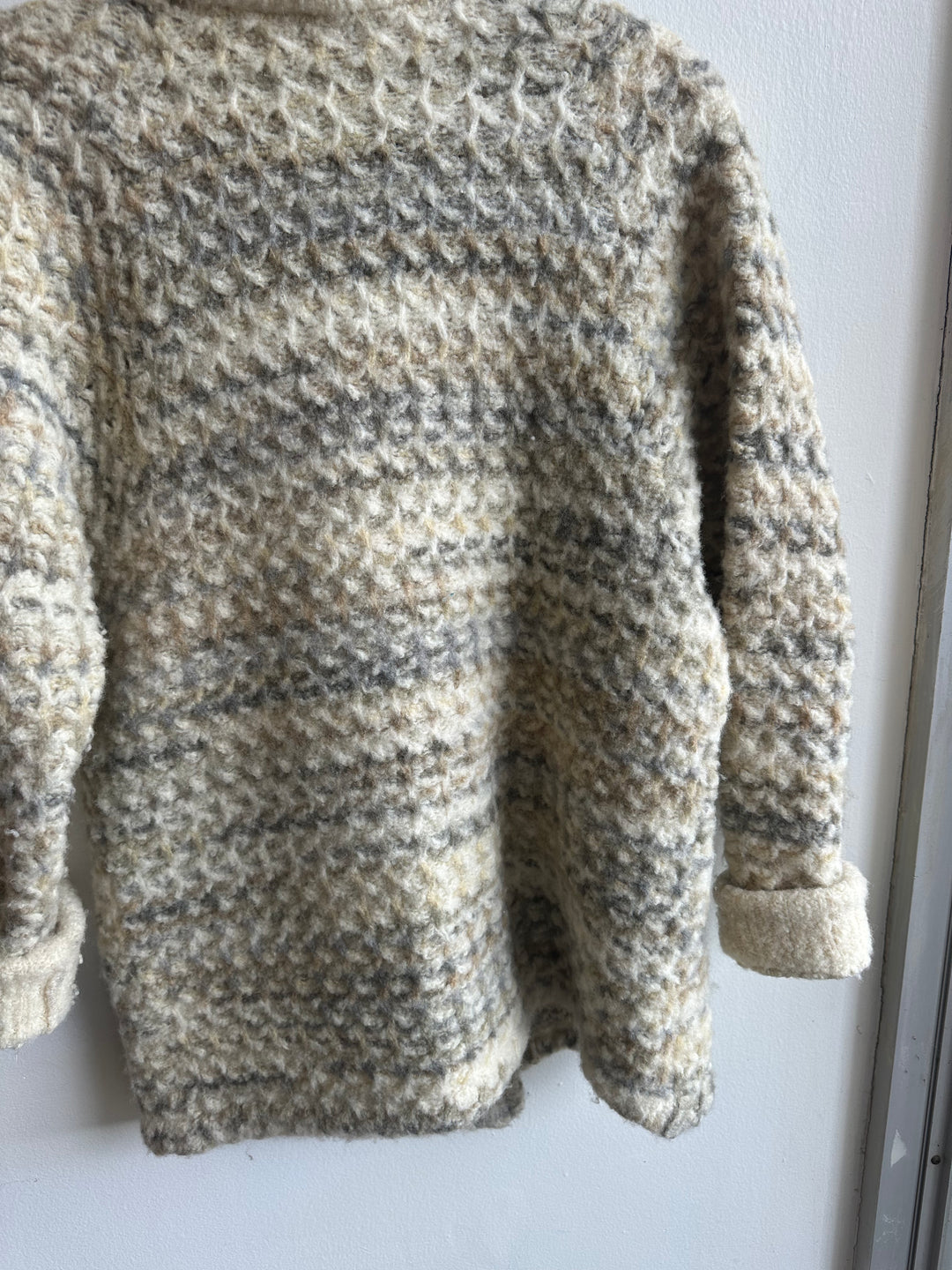 Vintage 70s Wool Blend Double-Breasted Sweater Jacket | Size Large