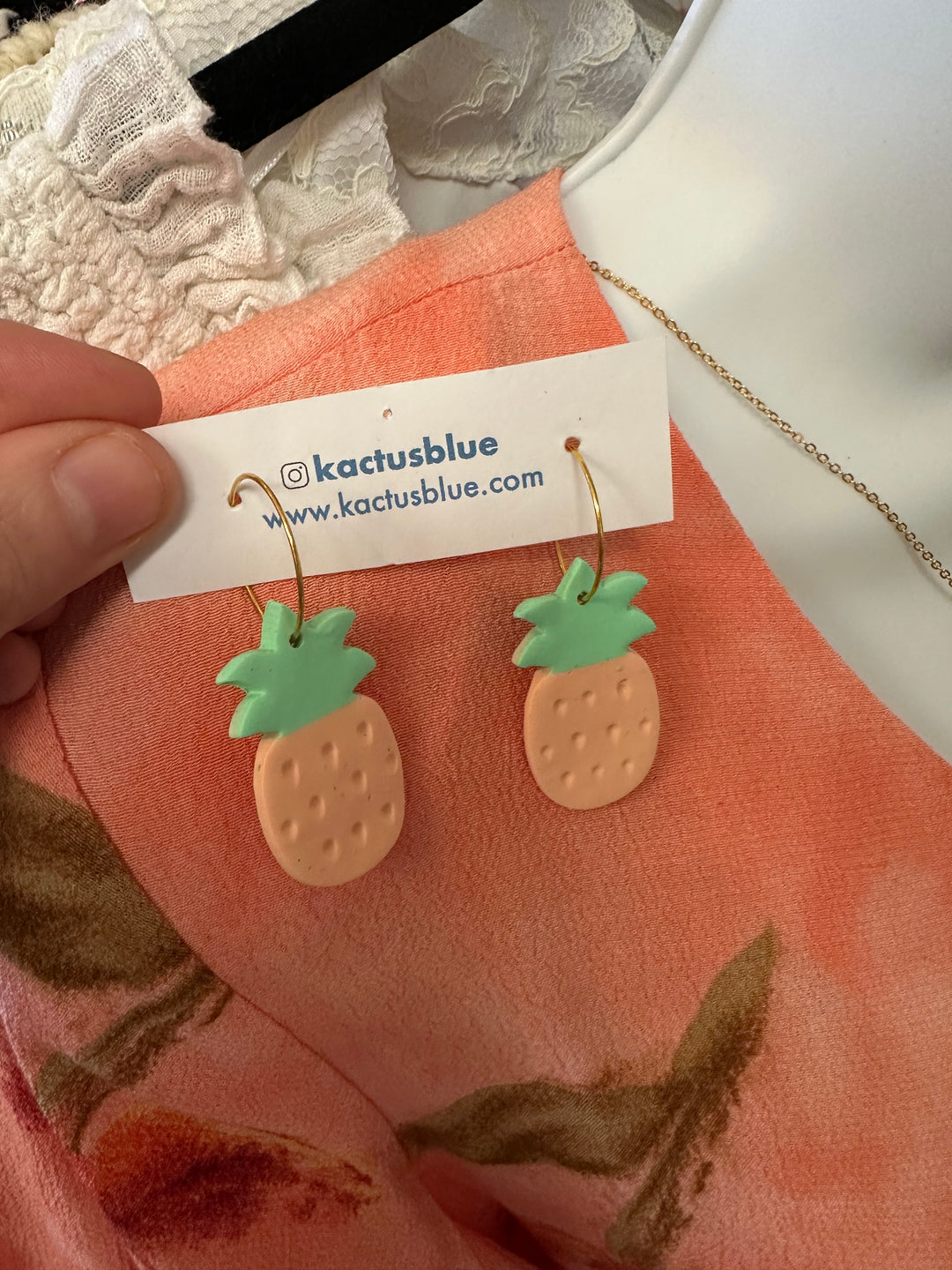 Kactus Blue Pineapple Clay Earrings