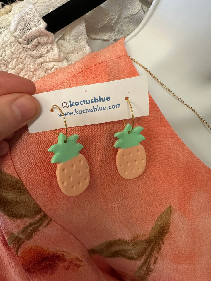 Kactus Blue Pineapple Clay Earrings