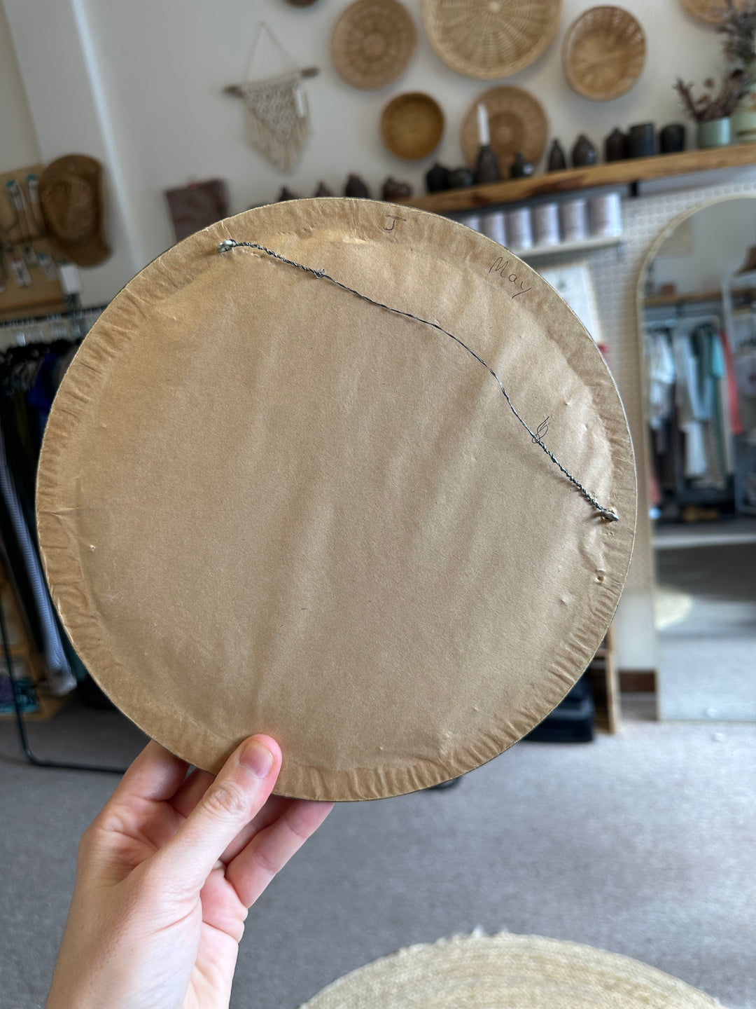 Vintage Round Framed Floral Embroidery Wall Art