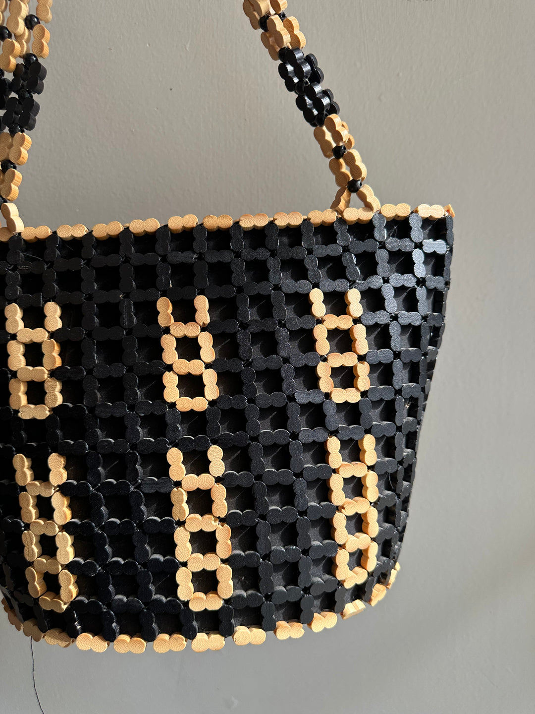 Vintage Wood Beaded Purse