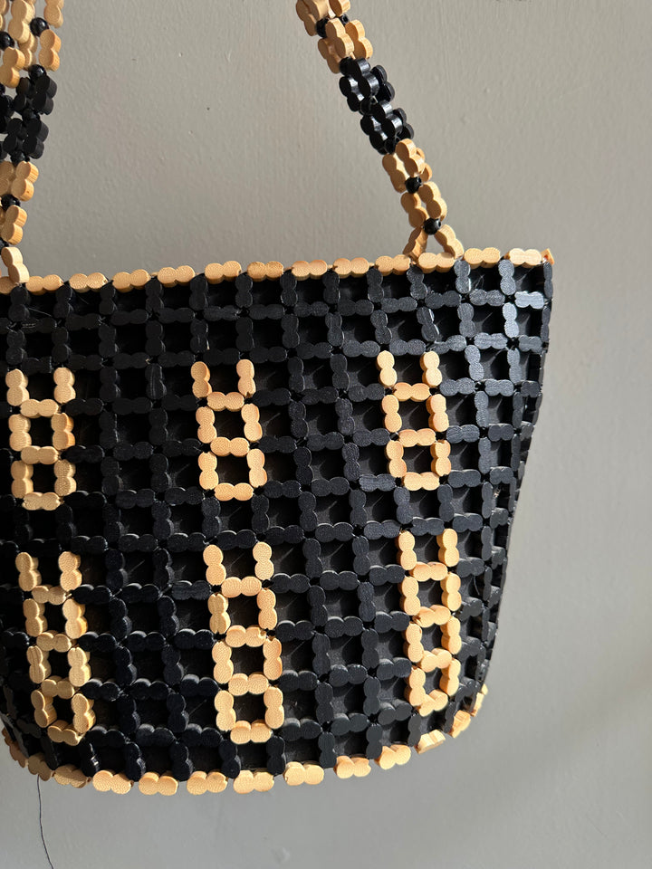 Vintage Wood Beaded Purse