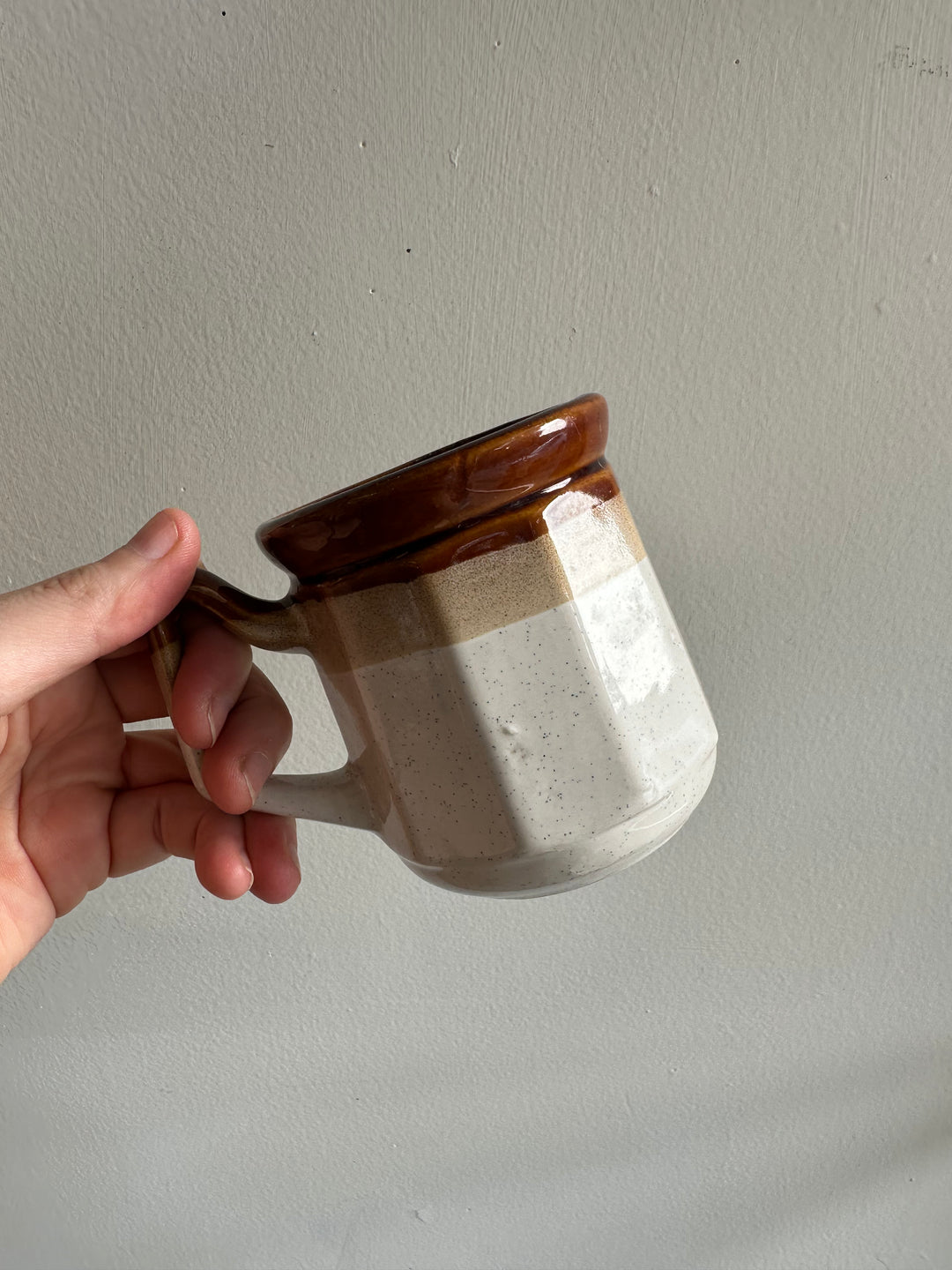 Vintage 70s Two Toned Ceramic Coffee Mugs Set of 2