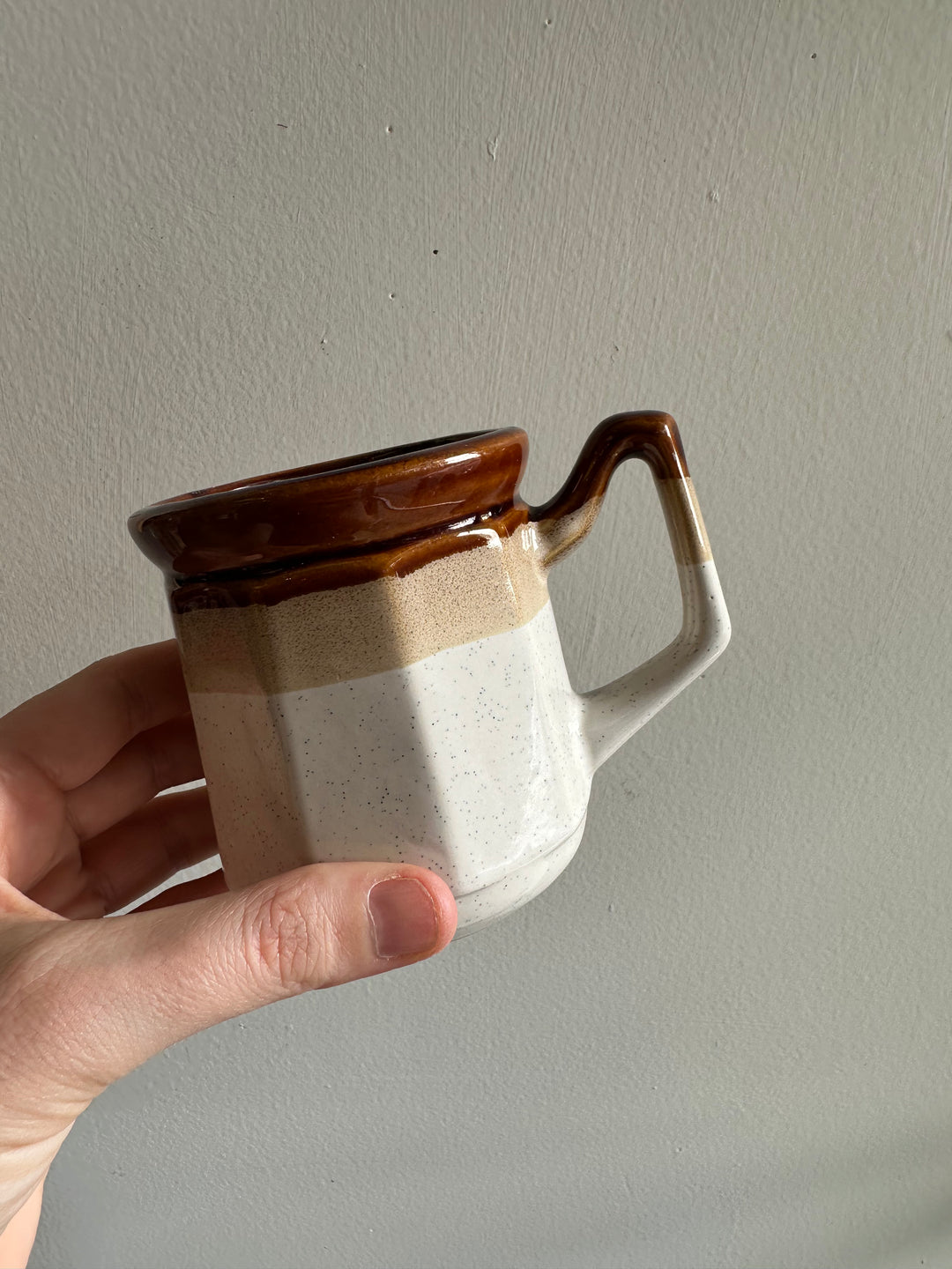 Vintage 70s Two Toned Ceramic Coffee Mugs Set of 2