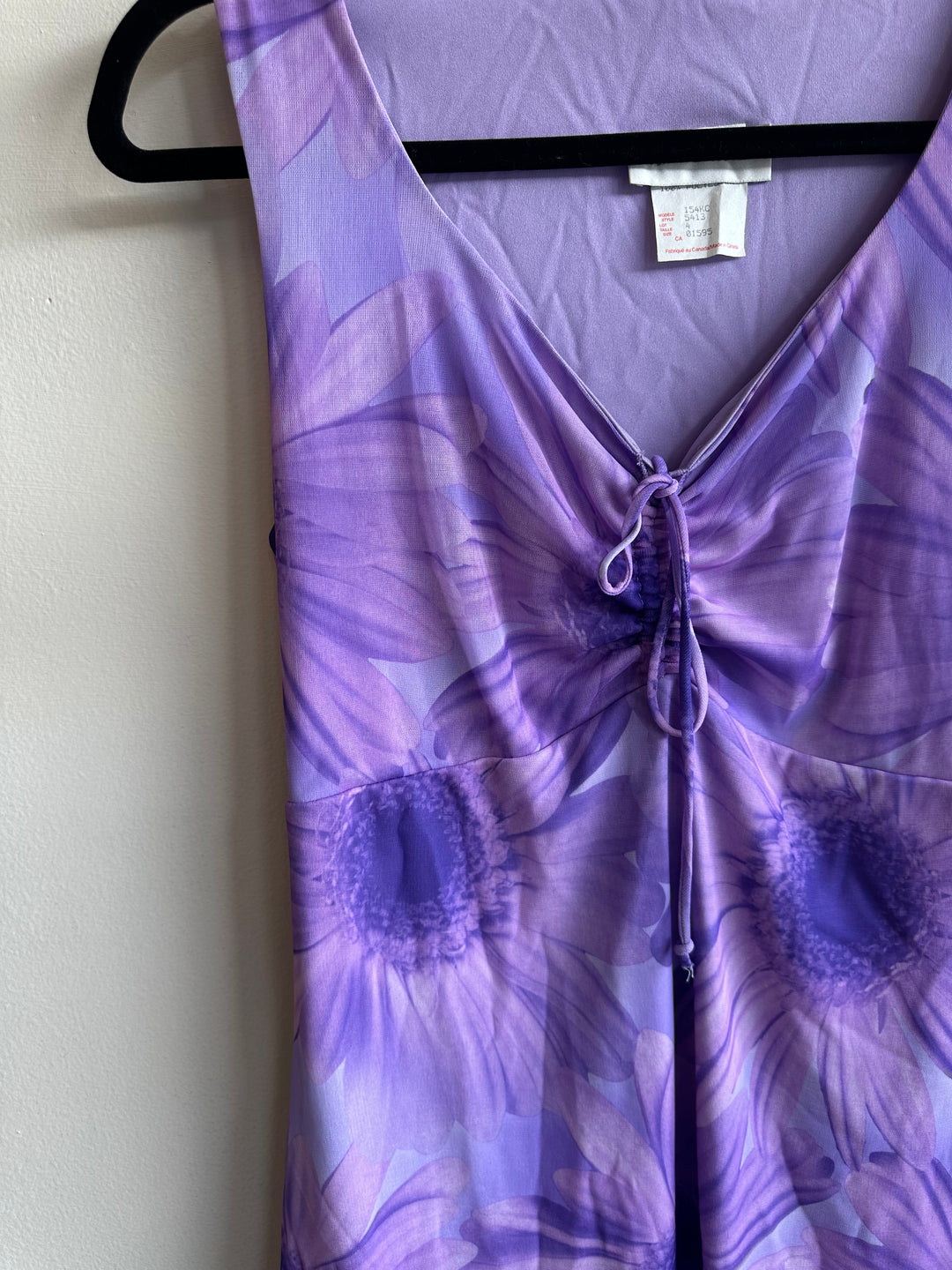 Vintage 90s Purple Floral Daisy Sleeveless Dress