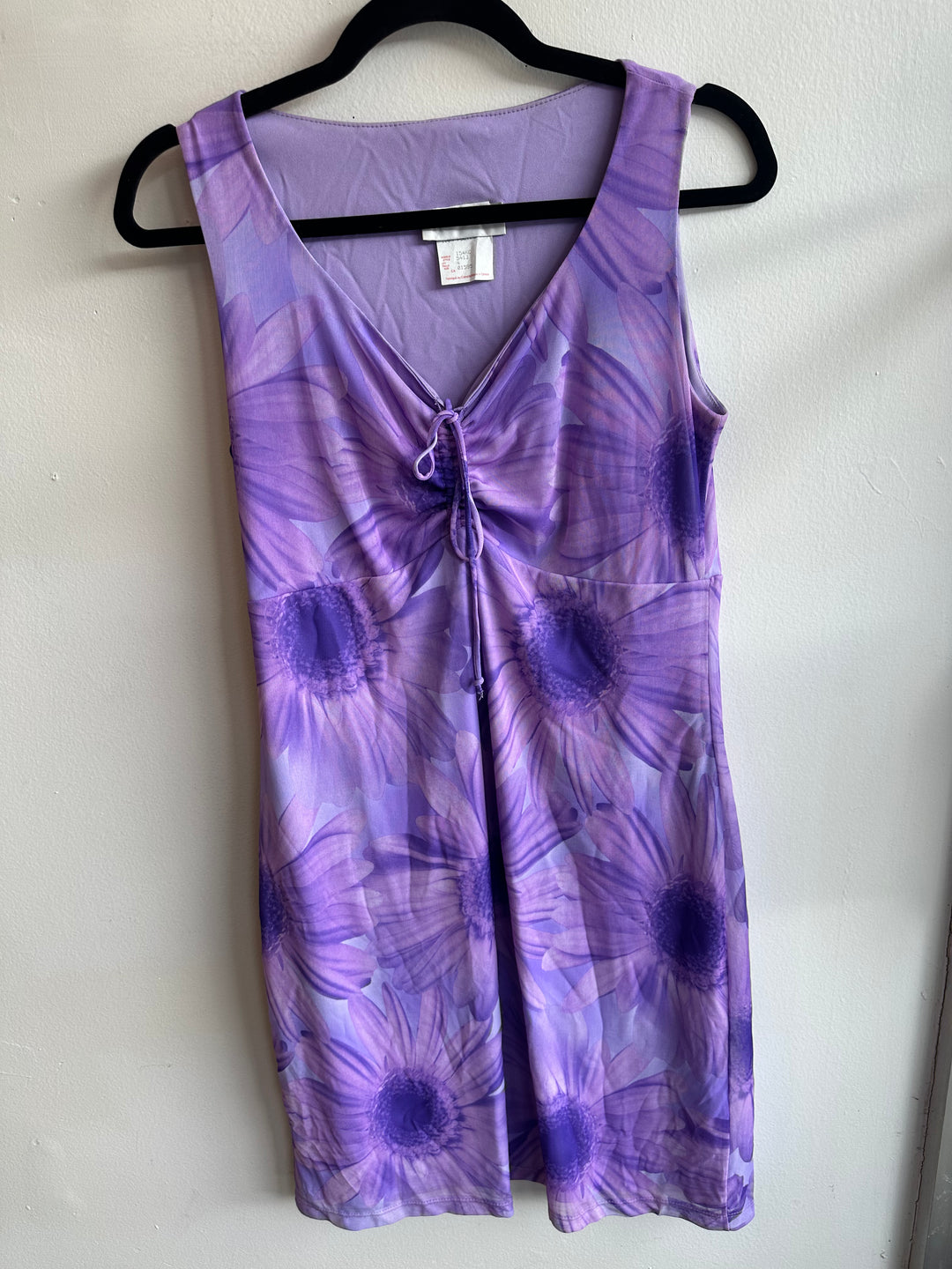 Vintage 90s Purple Floral Daisy Sleeveless Dress