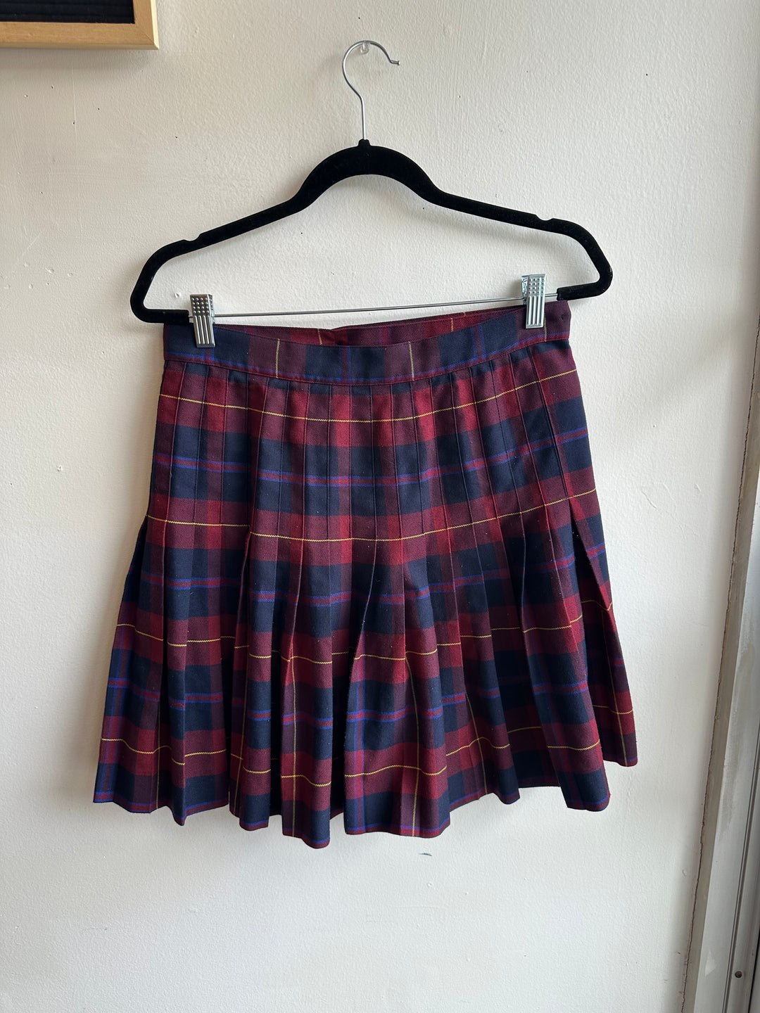 Vintage 80s Navy Red McCarthy Plaid Mini Skirt