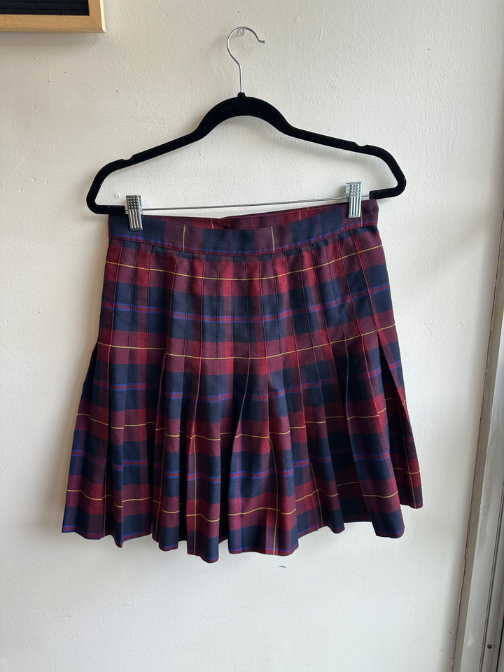 Vintage 80s Navy Red McCarthy Plaid Mini Skirt