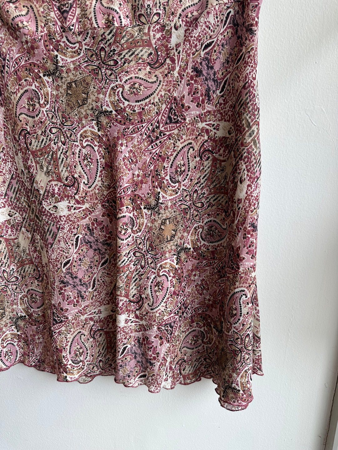 Vintage Y2K Light Sheer Pink Paisley Patterned Skirt