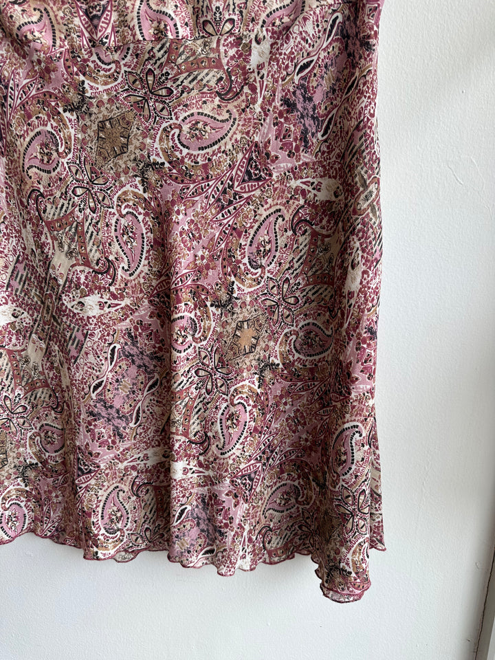 Vintage Y2K Light Sheer Pink Paisley Patterned Skirt