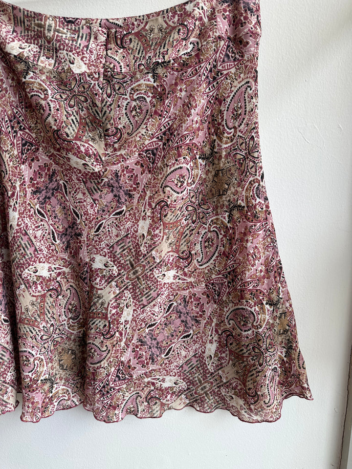 Vintage Y2K Light Sheer Pink Paisley Patterned Skirt