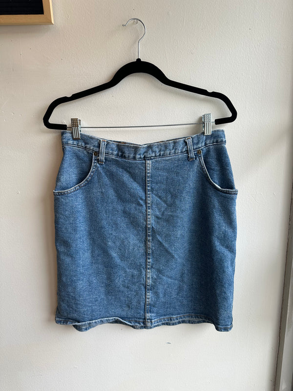Vintage 80s Denim Mini Skirt | Size 14 - Moonrise Boutique