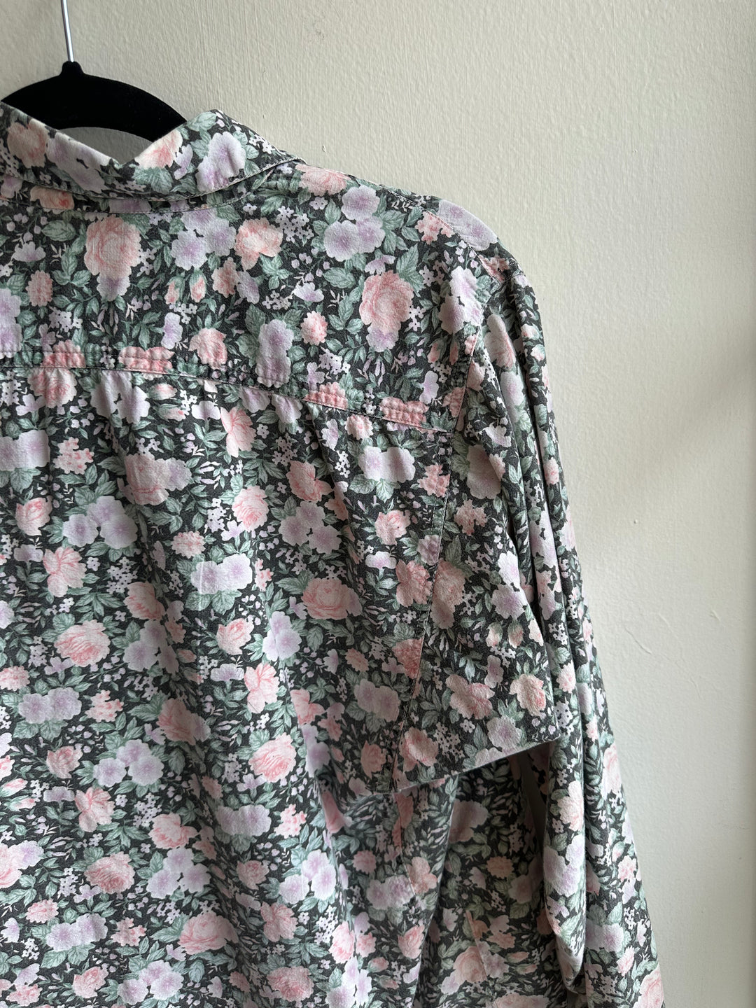 Vintage 80s Pastel Floral Cotton Button Up Long Sleeve Top
