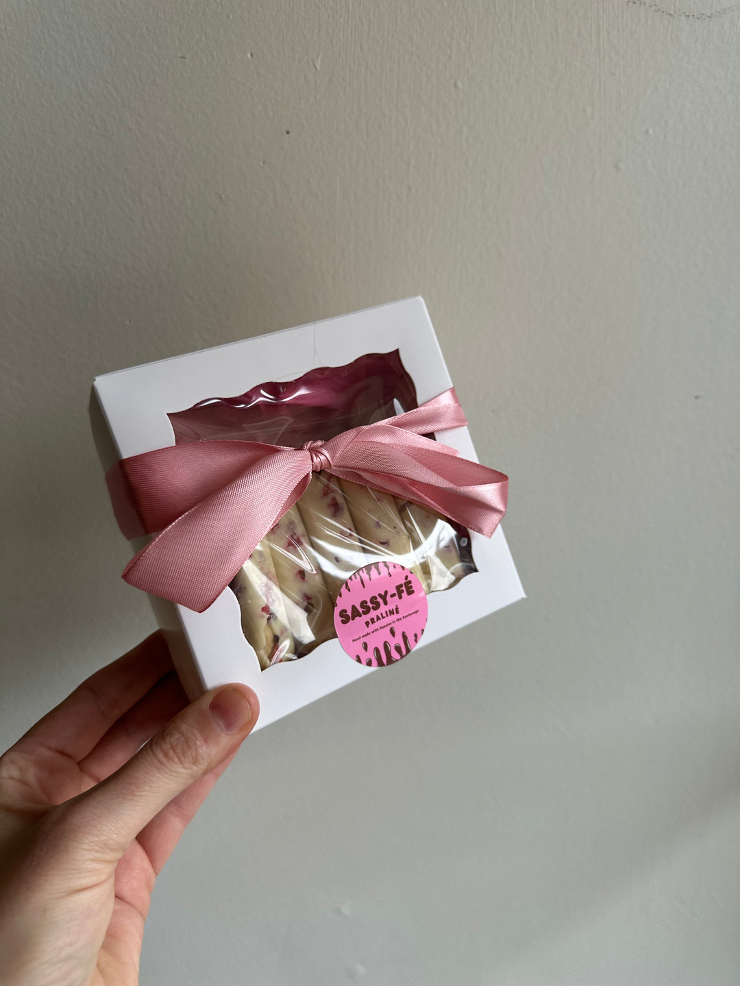 Sassy Fe Handcrafted Belgian White with local Raspberries Chocolate Box