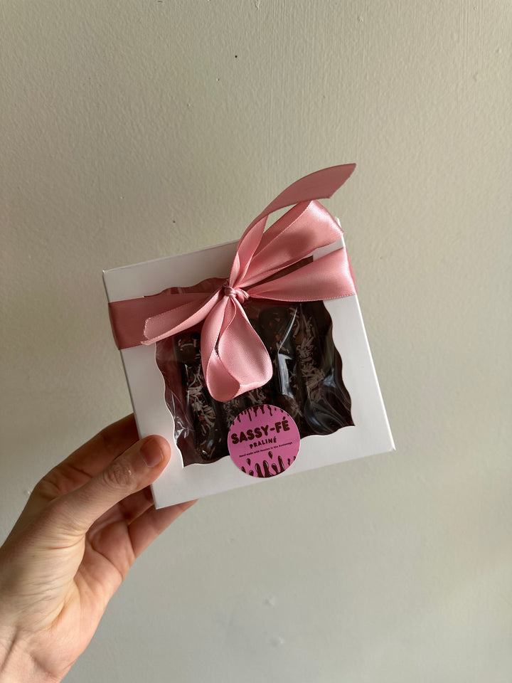 Sassy Fe Hand Crafted Dark Belgian Chocolate With Coconut Box