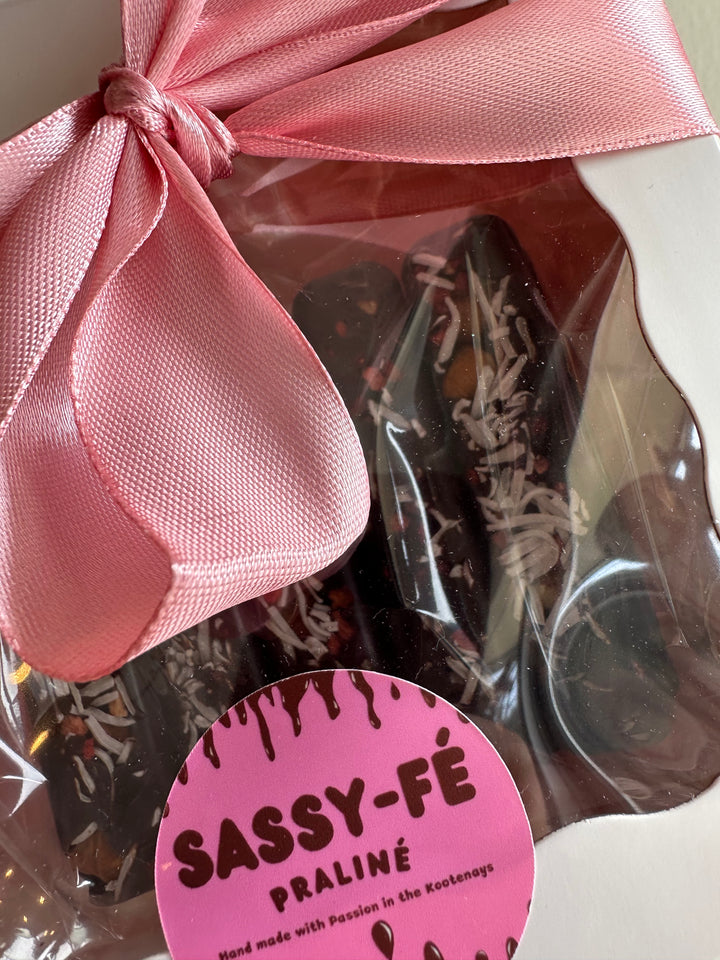 Sassy Fe Hand Crafted Dark Belgian Chocolate With Coconut Box