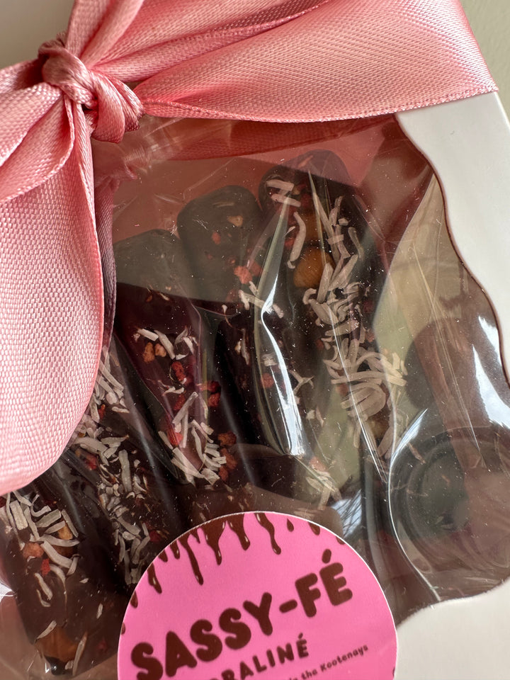 Sassy Fe Hand Crafted Dark Belgian Chocolate With Coconut Box