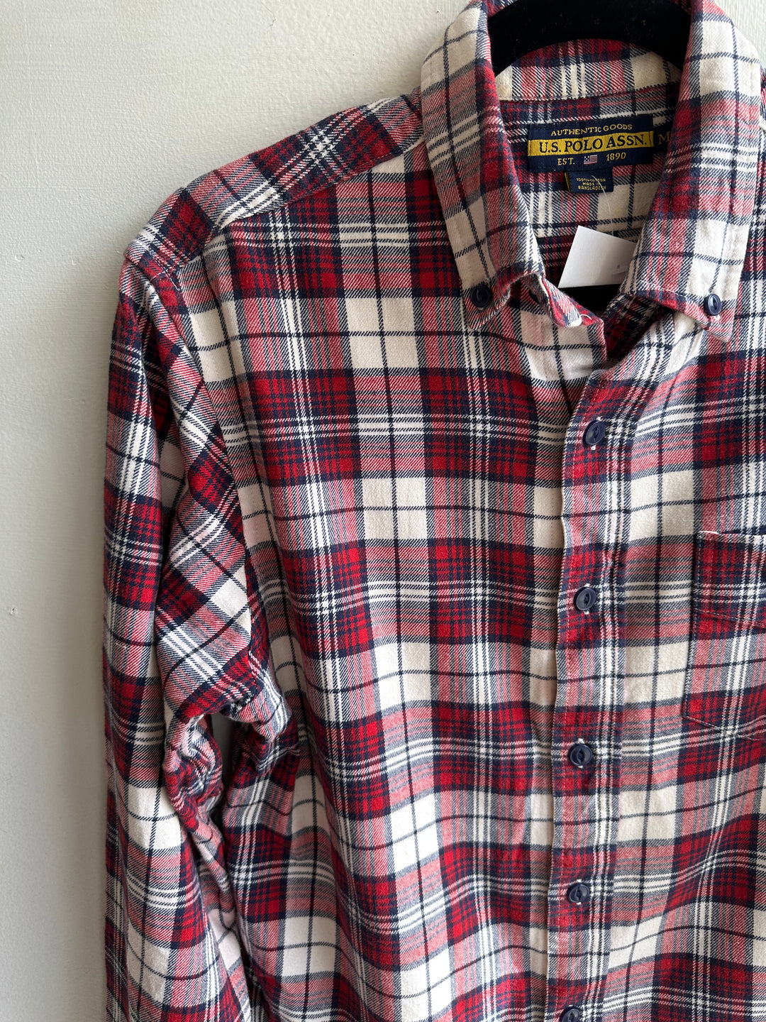 Vintage Ralph Lauren Red and Navy Cotton Flannel | Size Medium