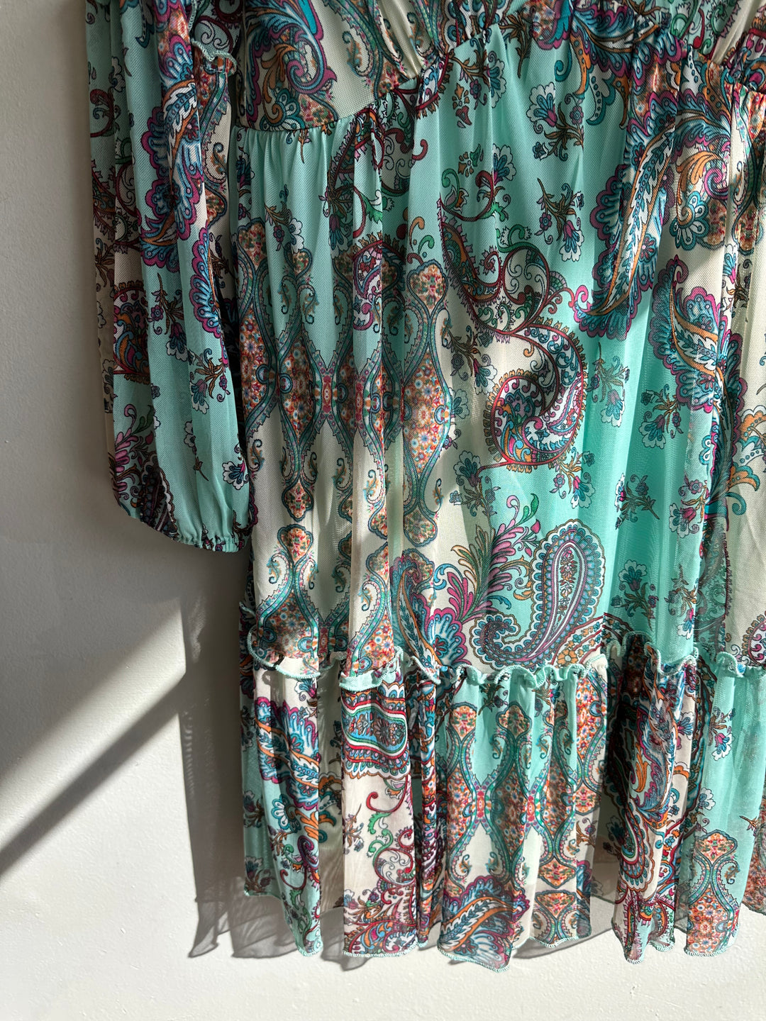 Kate + Lily Teal Paisley Boho Dress