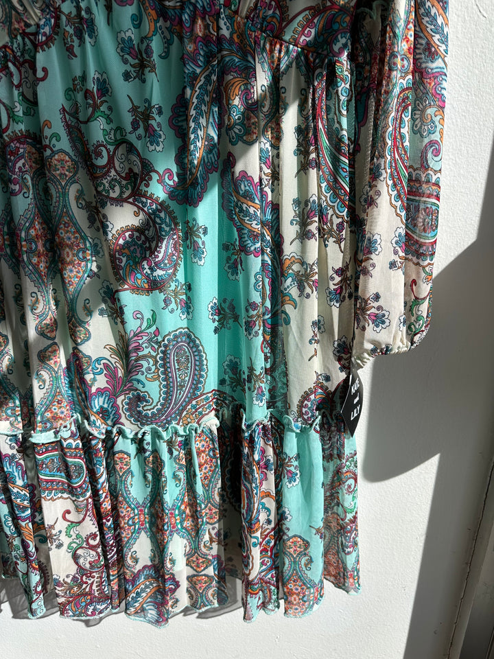 Kate + Lily Teal Paisley Boho Dress