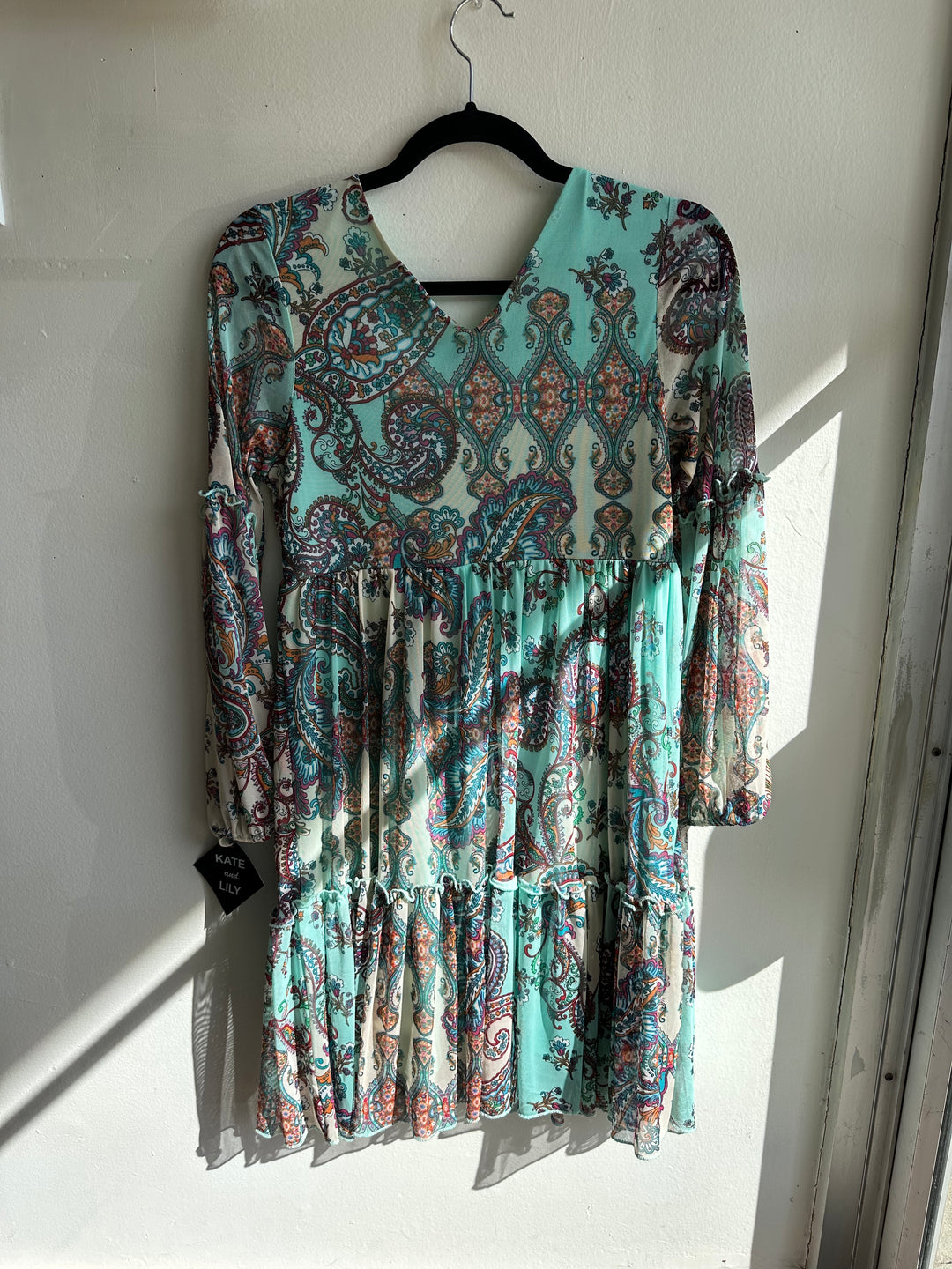 Kate + Lily Teal Paisley Boho Dress