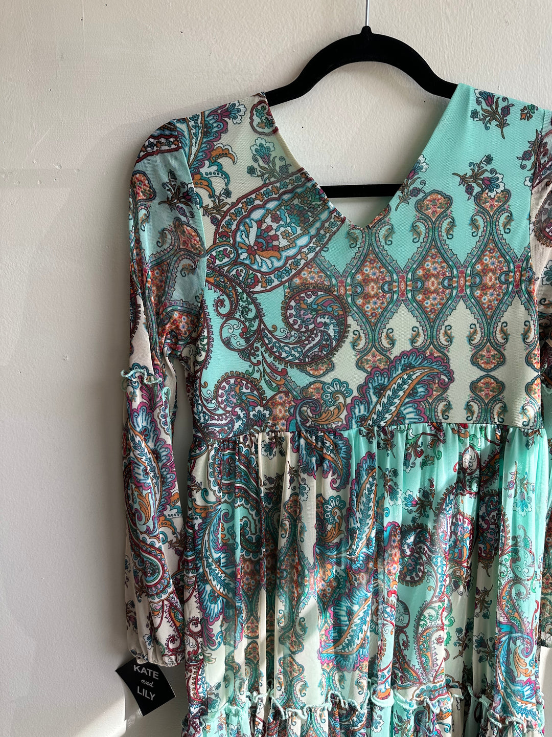 Kate + Lily Teal Paisley Boho Dress