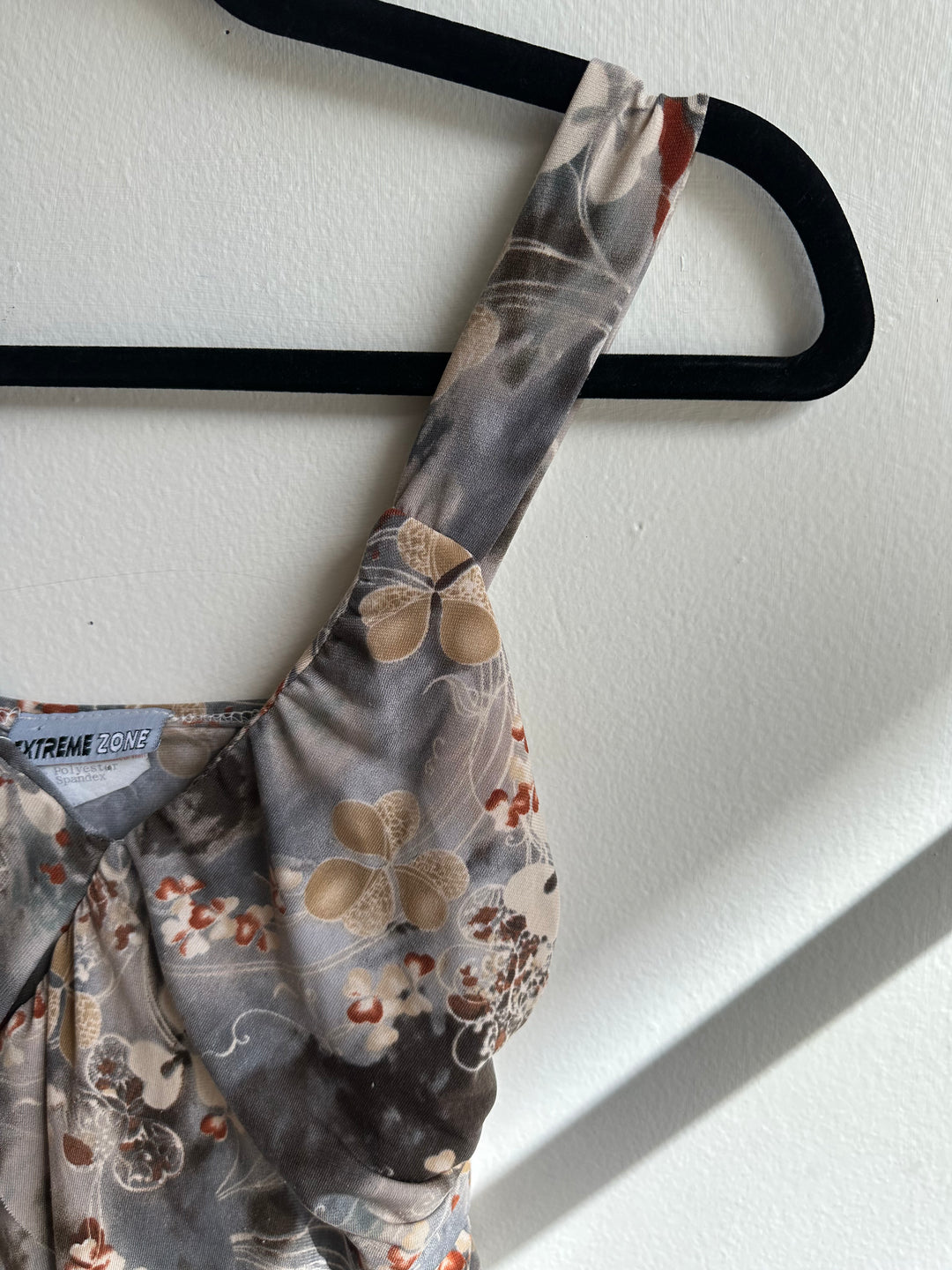 Vintage Y2K Grey Brown Floral Tiered Abstract Tank Top | Size Medium