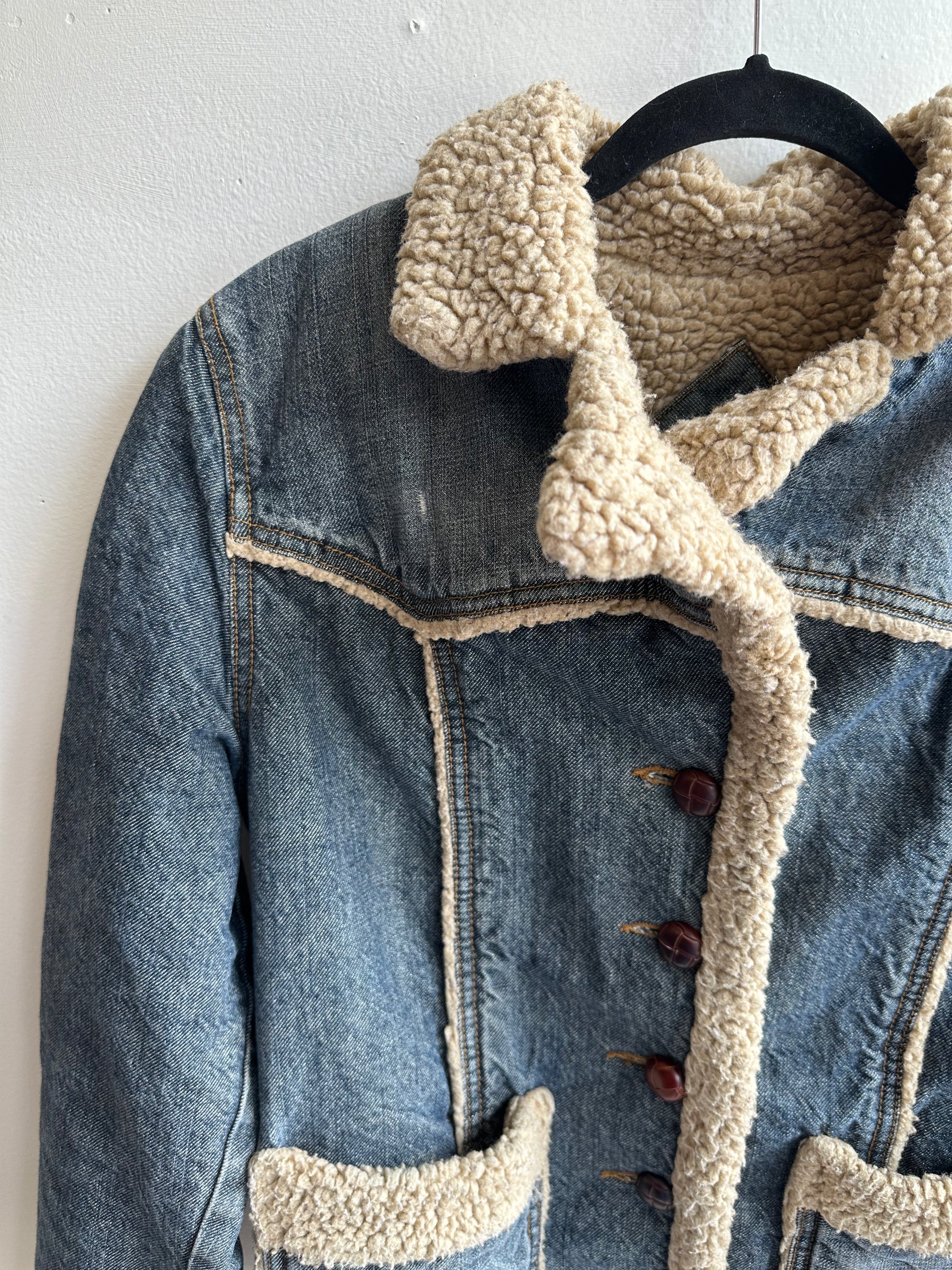 Vintage Sherpa Lined Denim Jacket | Size M