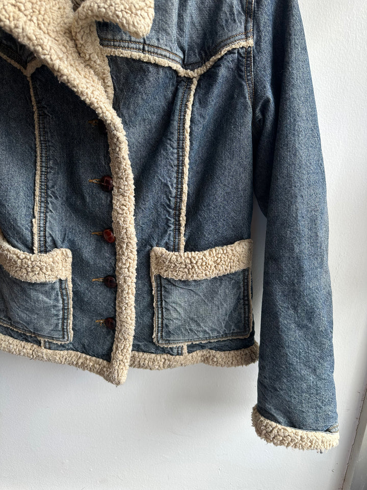 Vintage Sherpa Lined Denim Jacket | Size M