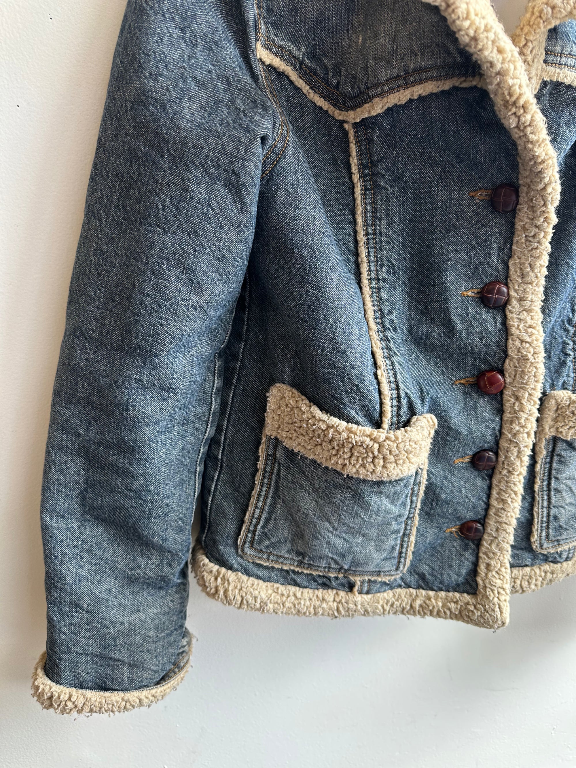 Vintage Sherpa Lined Denim Jacket | Size M