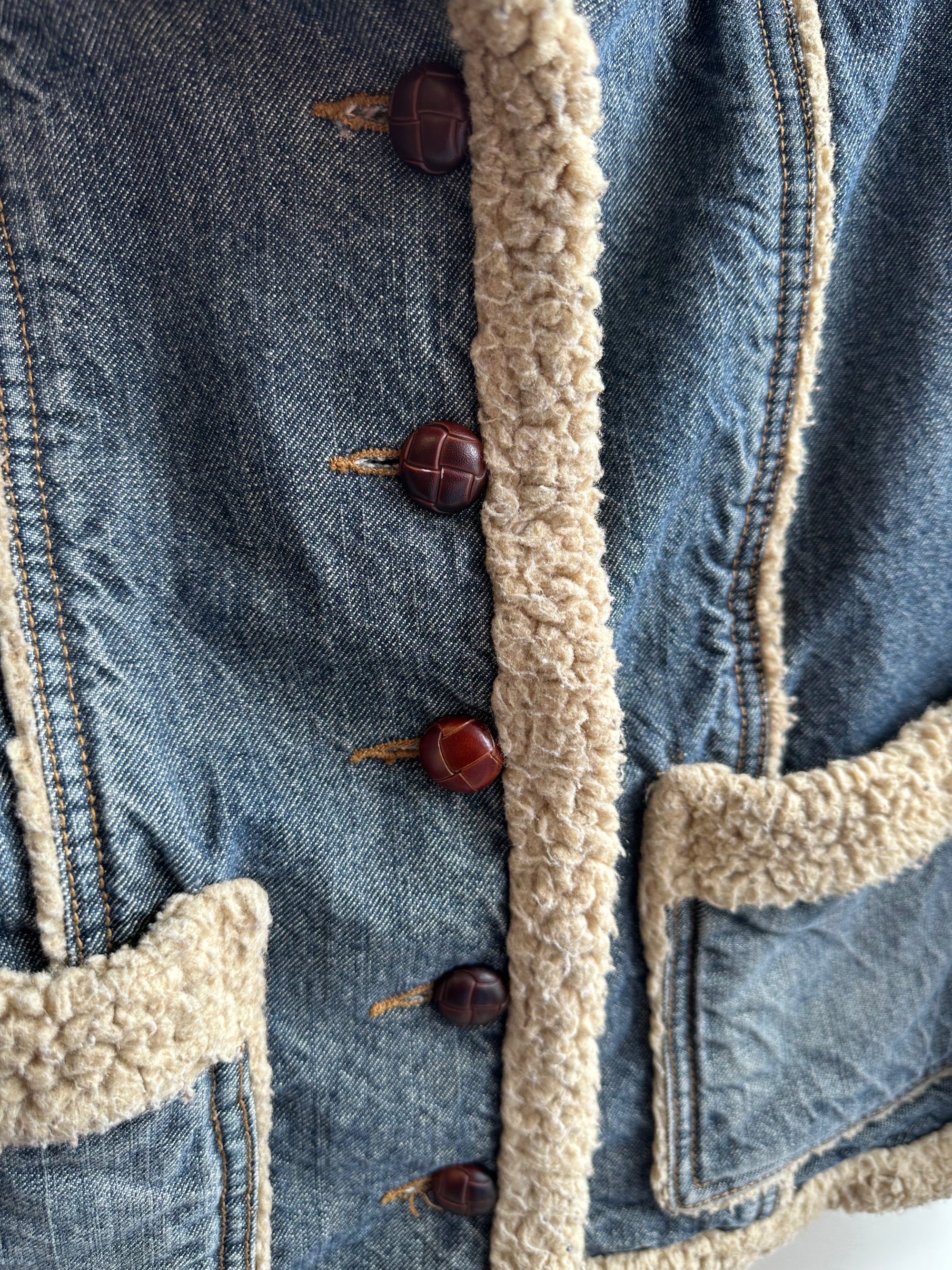 Vintage Sherpa Lined Denim Jacket | Size M