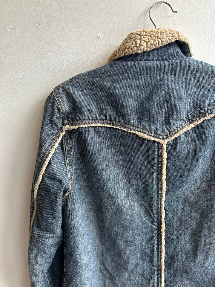 Vintage Sherpa Lined Denim Jacket | Size M