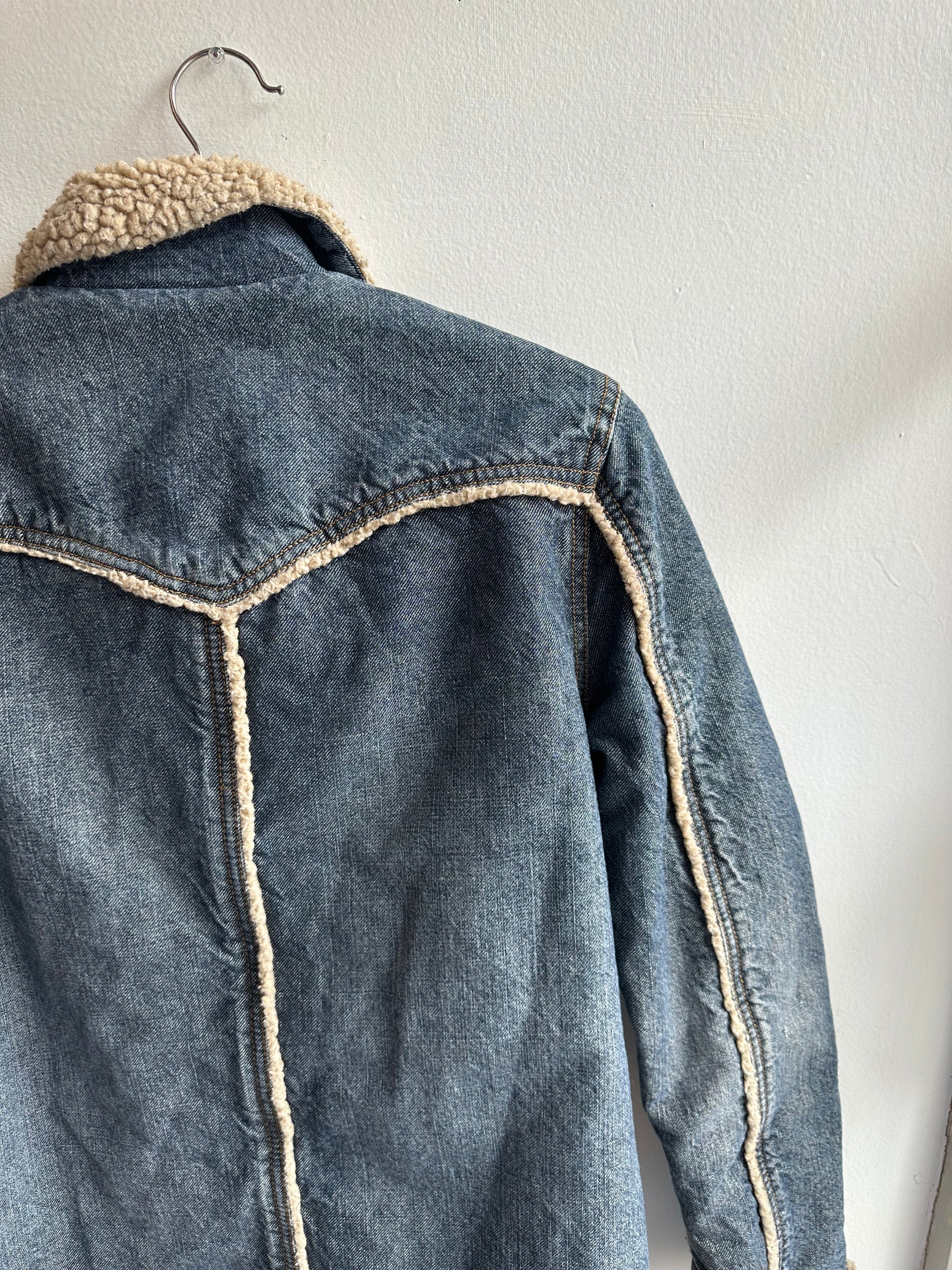 Vintage Sherpa Lined Denim Jacket | Size M