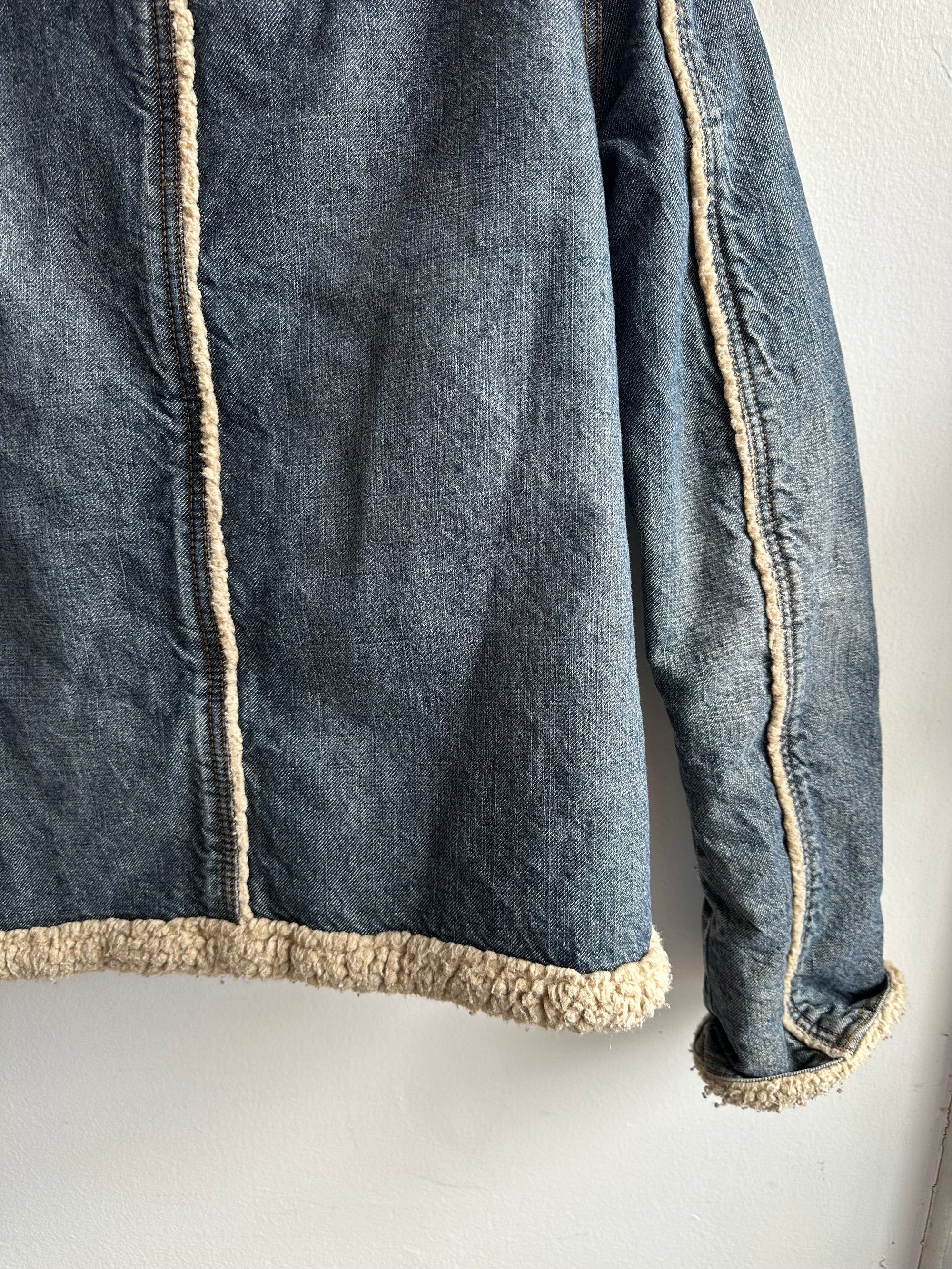 Vintage Sherpa Lined Denim Jacket | Size M