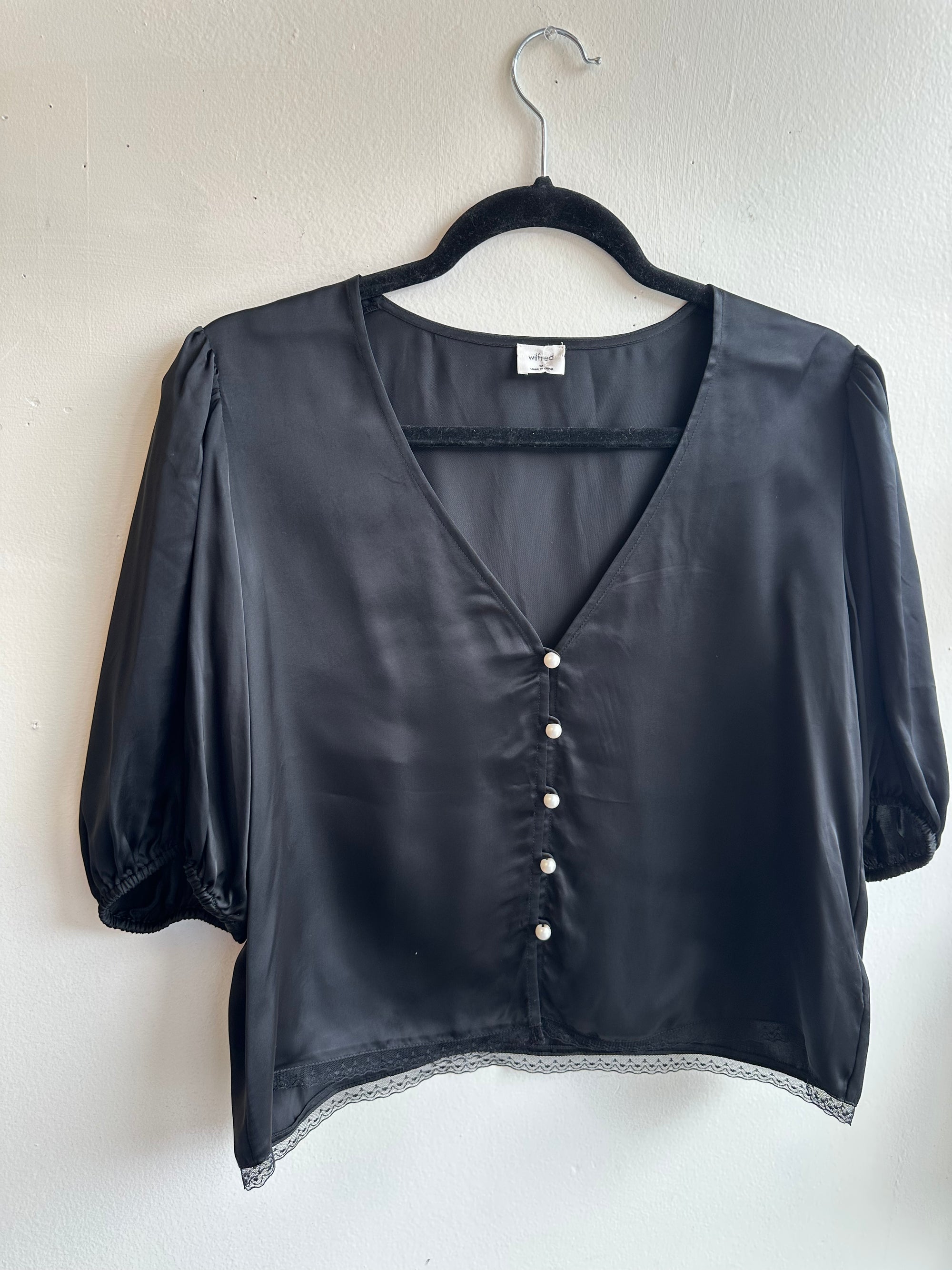 Wilfred Black Bria Balloon Sleeve Top