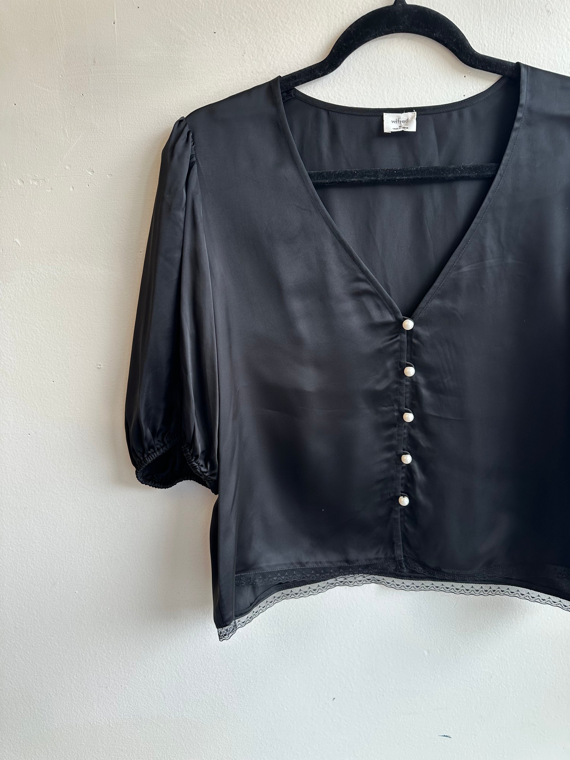 Wilfred Black Bria Balloon Sleeve Top
