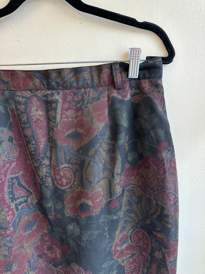 Vintage Floral Print A-Line Skirt | Size 15 | Made in Canada