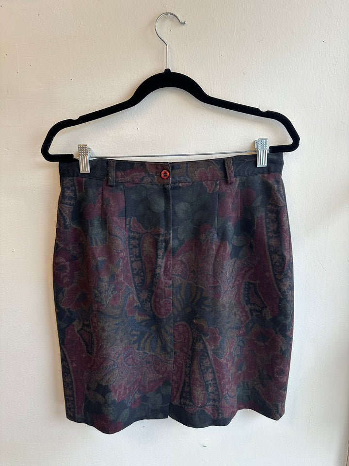 Vintage Floral Print A-Line Skirt | Size 15 | Made in Canada