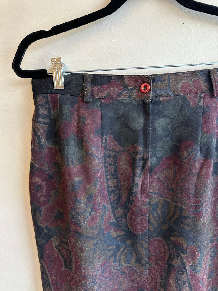 Vintage Floral Print A-Line Skirt | Size 15 | Made in Canada