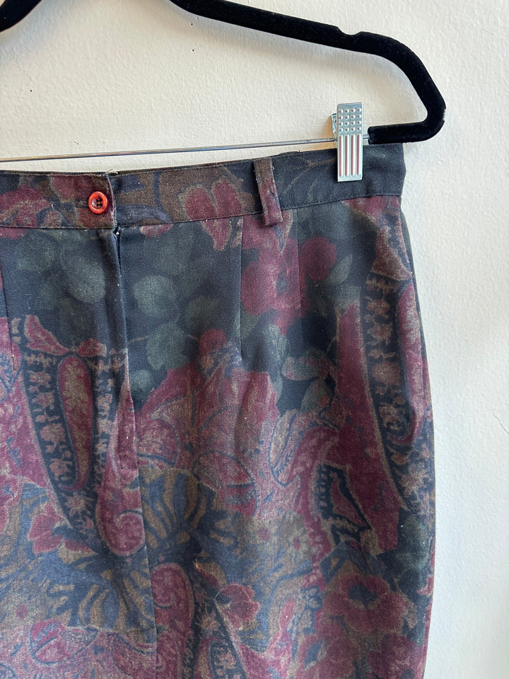 Vintage Floral Print A-Line Skirt | Size 15 | Made in Canada