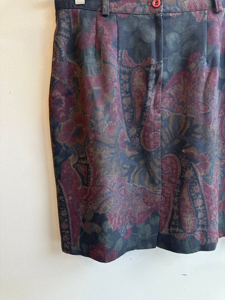 Vintage Floral Print A-Line Skirt | Size 15 | Made in Canada