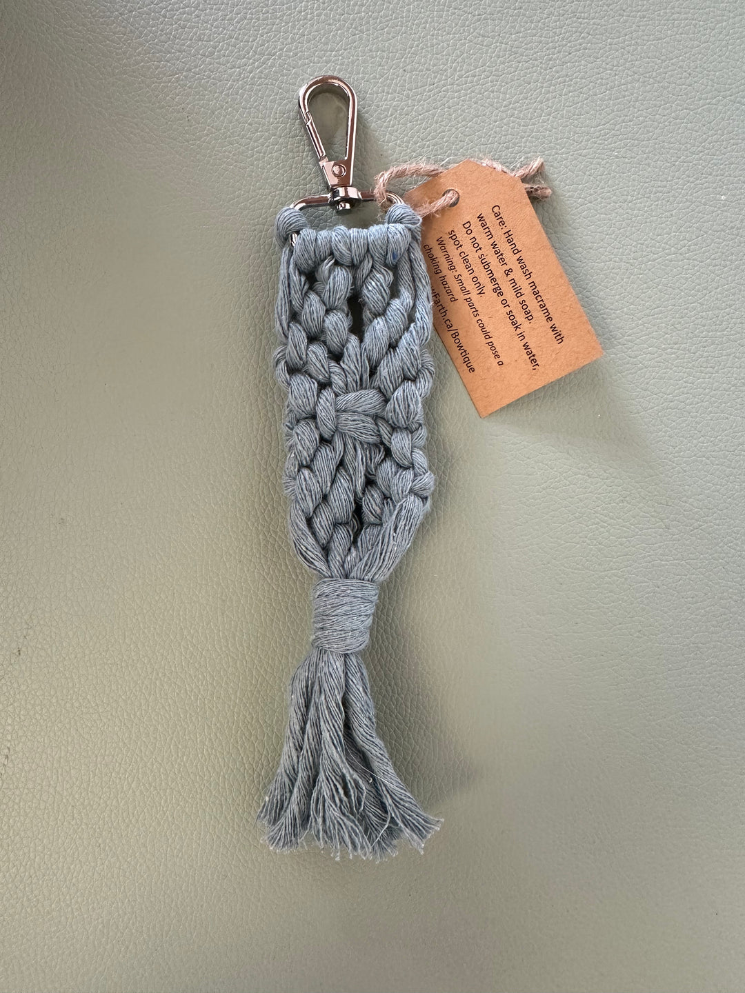 Raw Earth Macrame Teal Key Chain