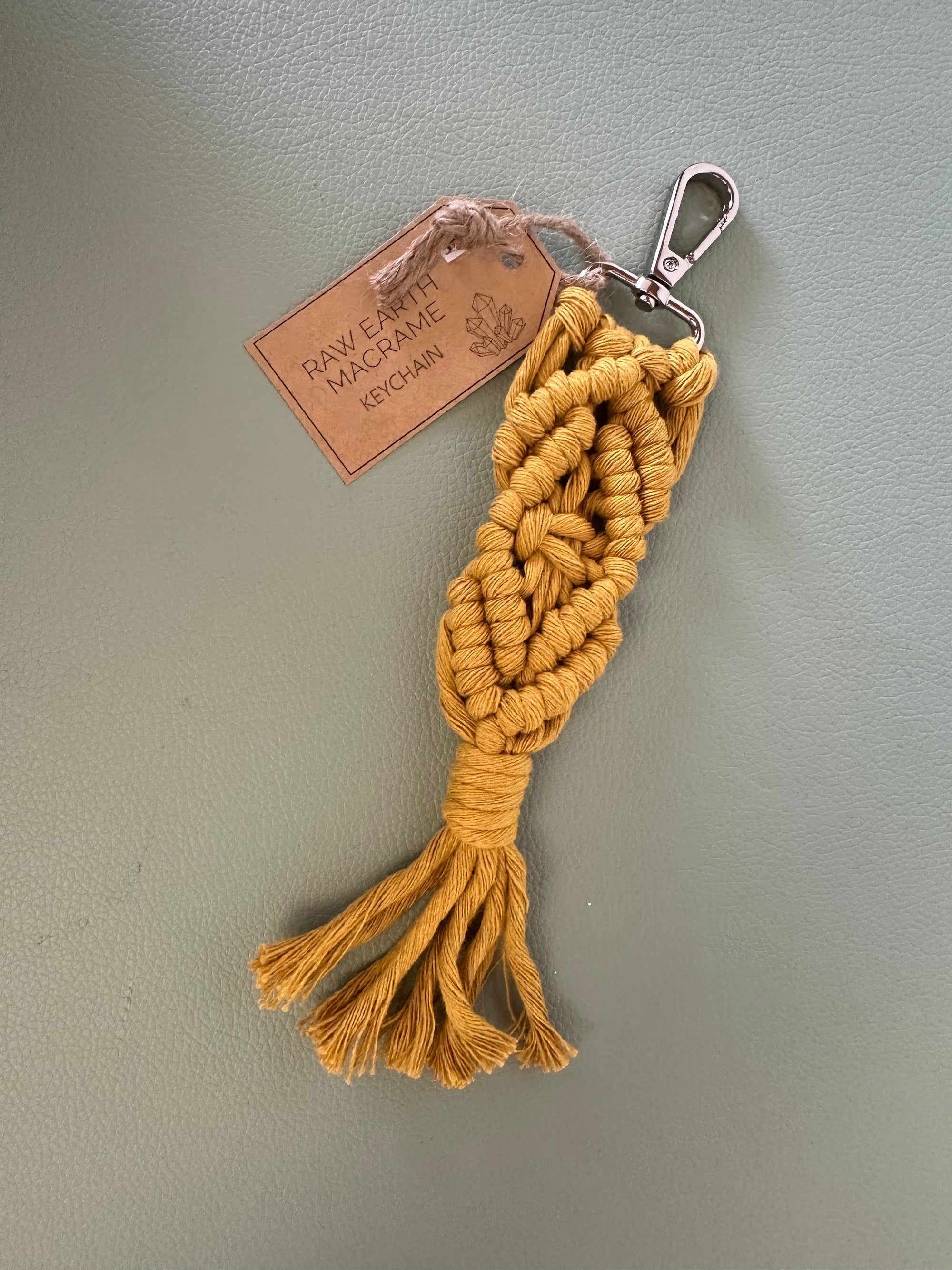 Raw Earth Macrame Yellow Key Chain